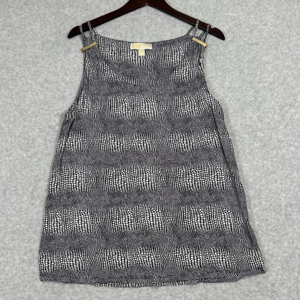 Michael Kors Women's Snake Print Sleeveless Tunic Top XL Black White